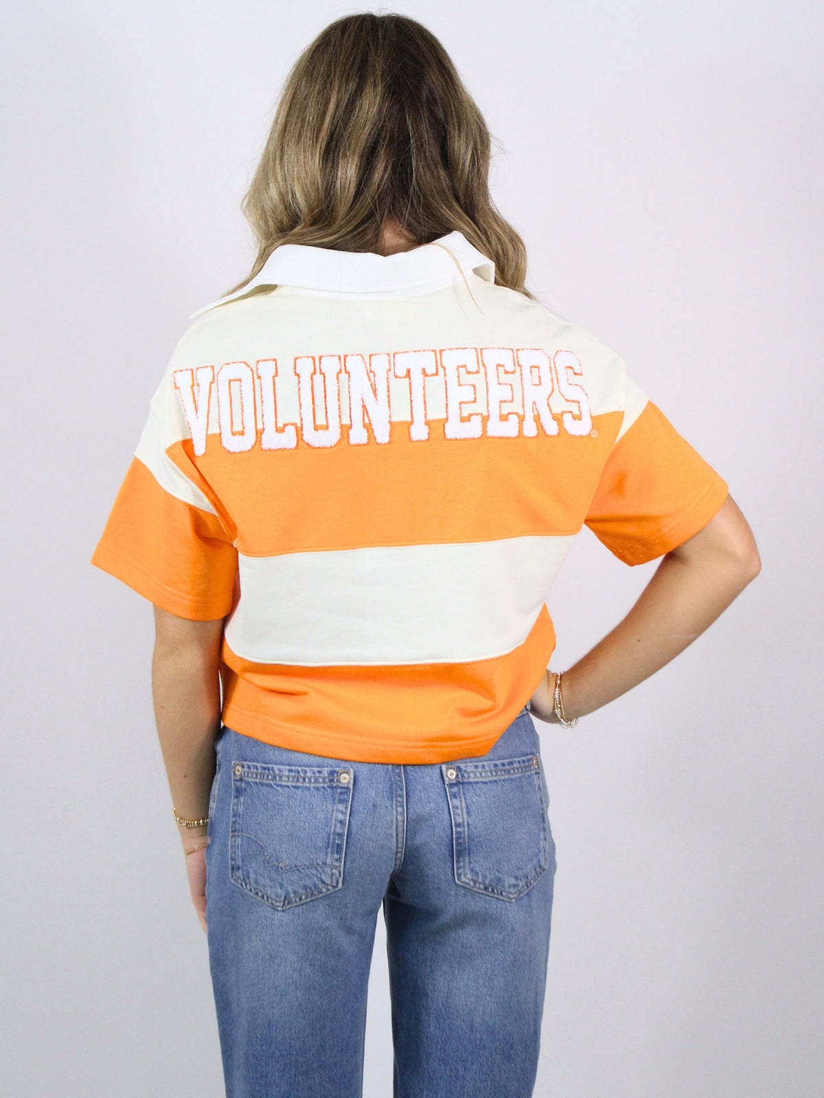 tennessee short sleeve rugby top in orange and white