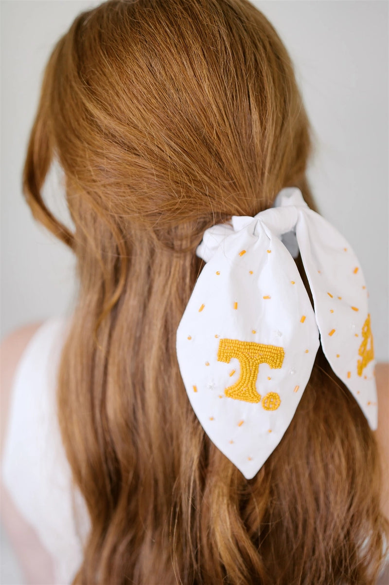 Tennessee Vols Orange & White Beaded Scrunchie