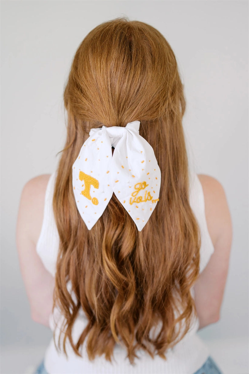 Tennessee Vols Orange & White Beaded Scrunchie