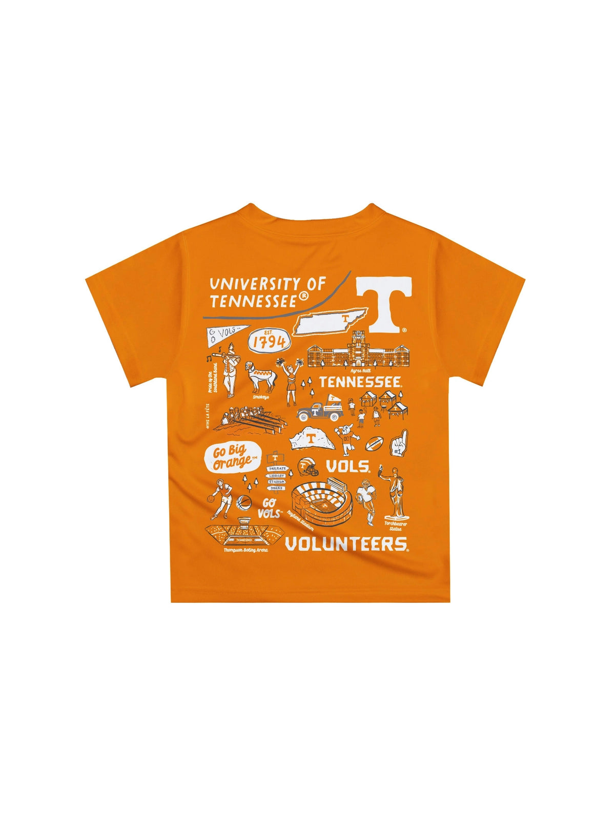 baby and kids tennessee volunteers sketched orange t-shirt for tennessee volunteers game day