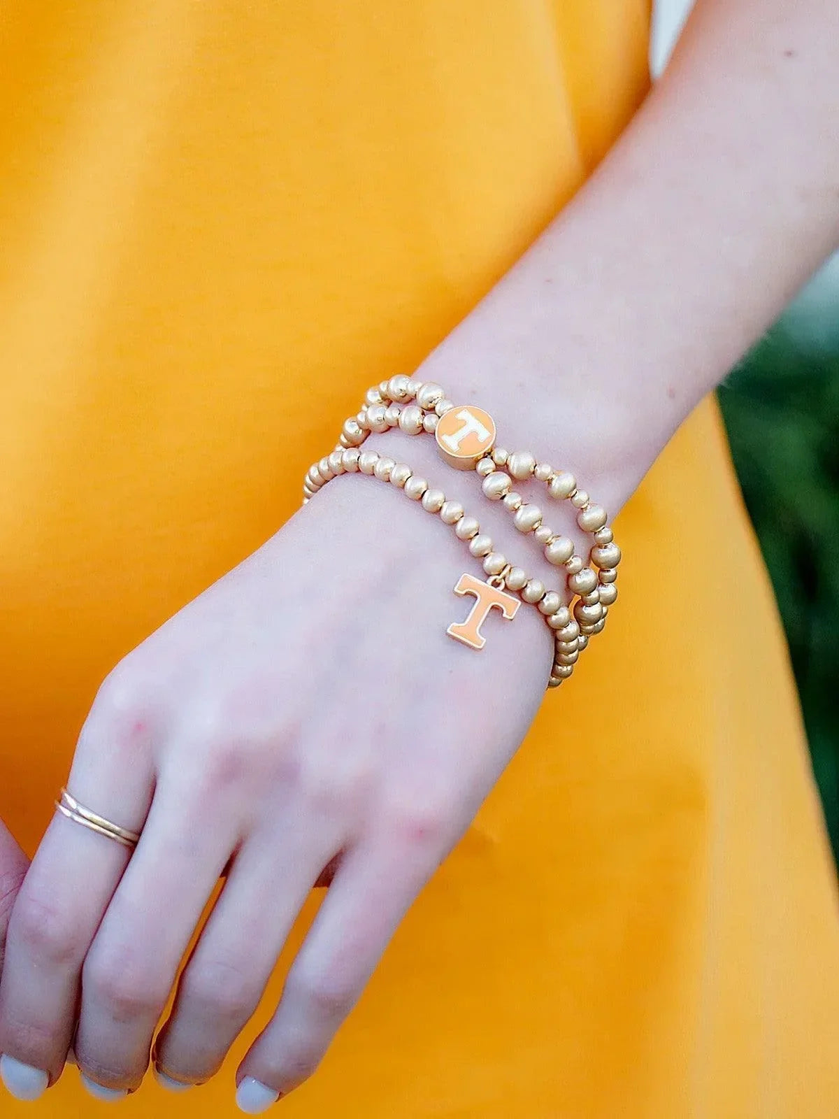 Canvas Style Tennessee Vols 2-Row Ball Bead Stretch Bracelet TN Gameday Jewelry