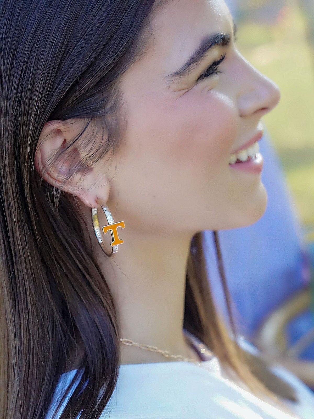 tennessee volunteers enamel logo hoop earrings for vols game day