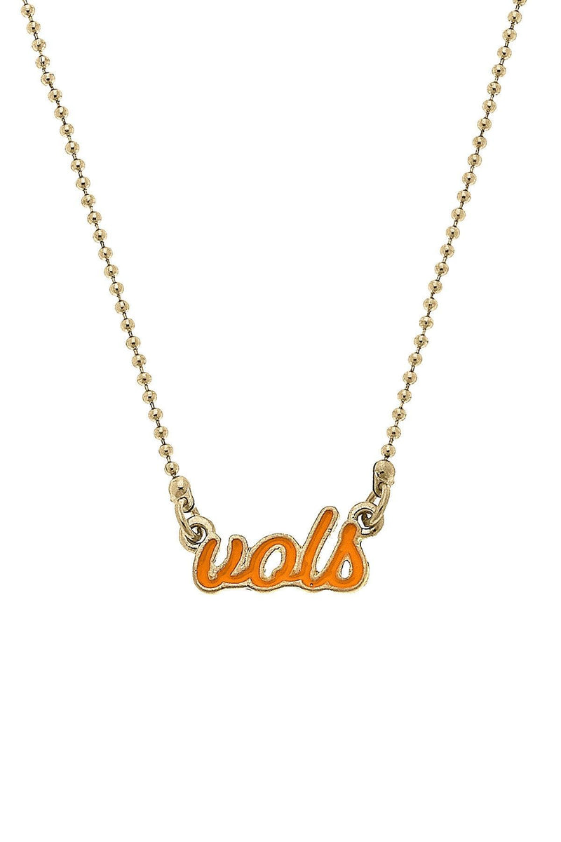 tennessee volunteers orange enamel script necklace for tennessee vols football game day