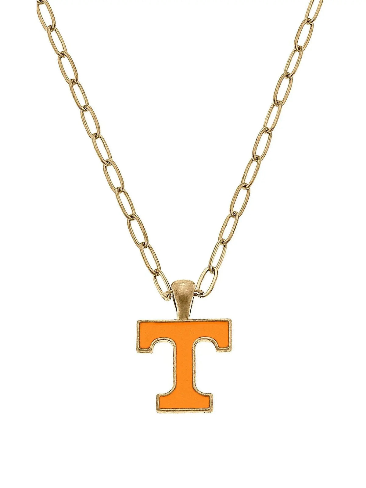 tennessee volunteers game day enamel pendant necklace with orange power t