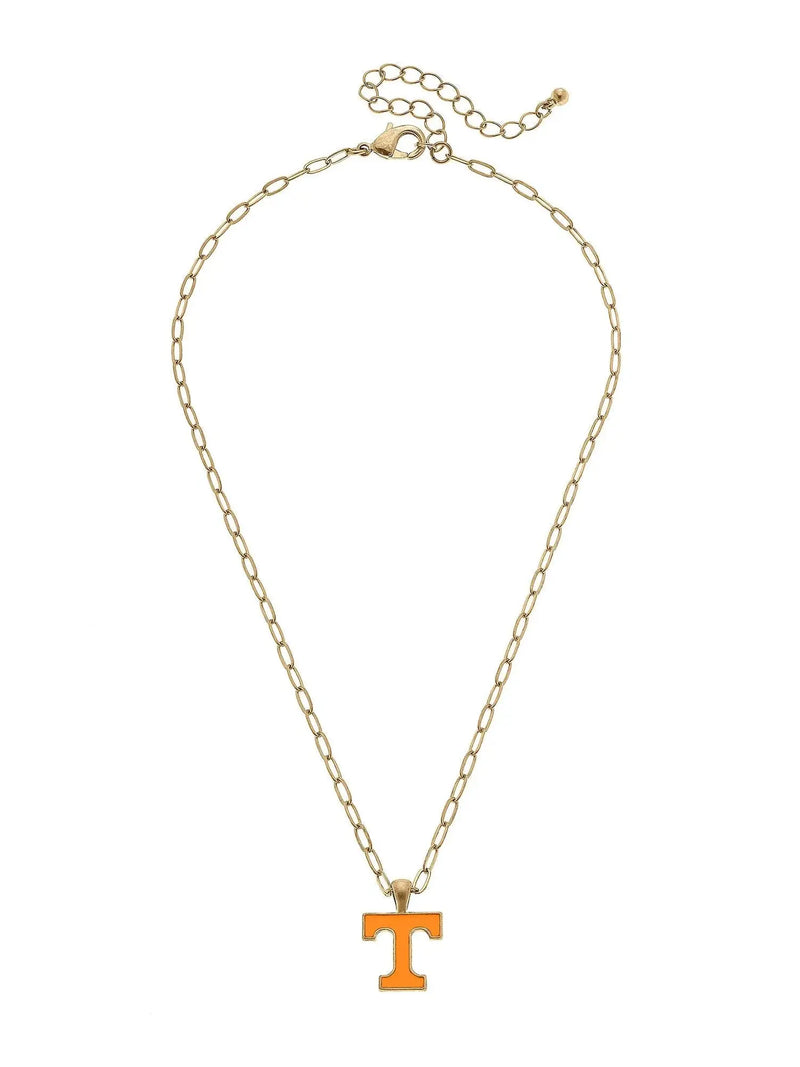 tennessee volunteers game day enamel pendant necklace with orange power t