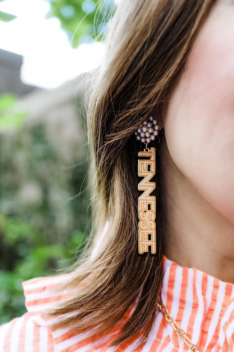 tennessee volunteers gameday pearl cluster dotted enamel drop earrings