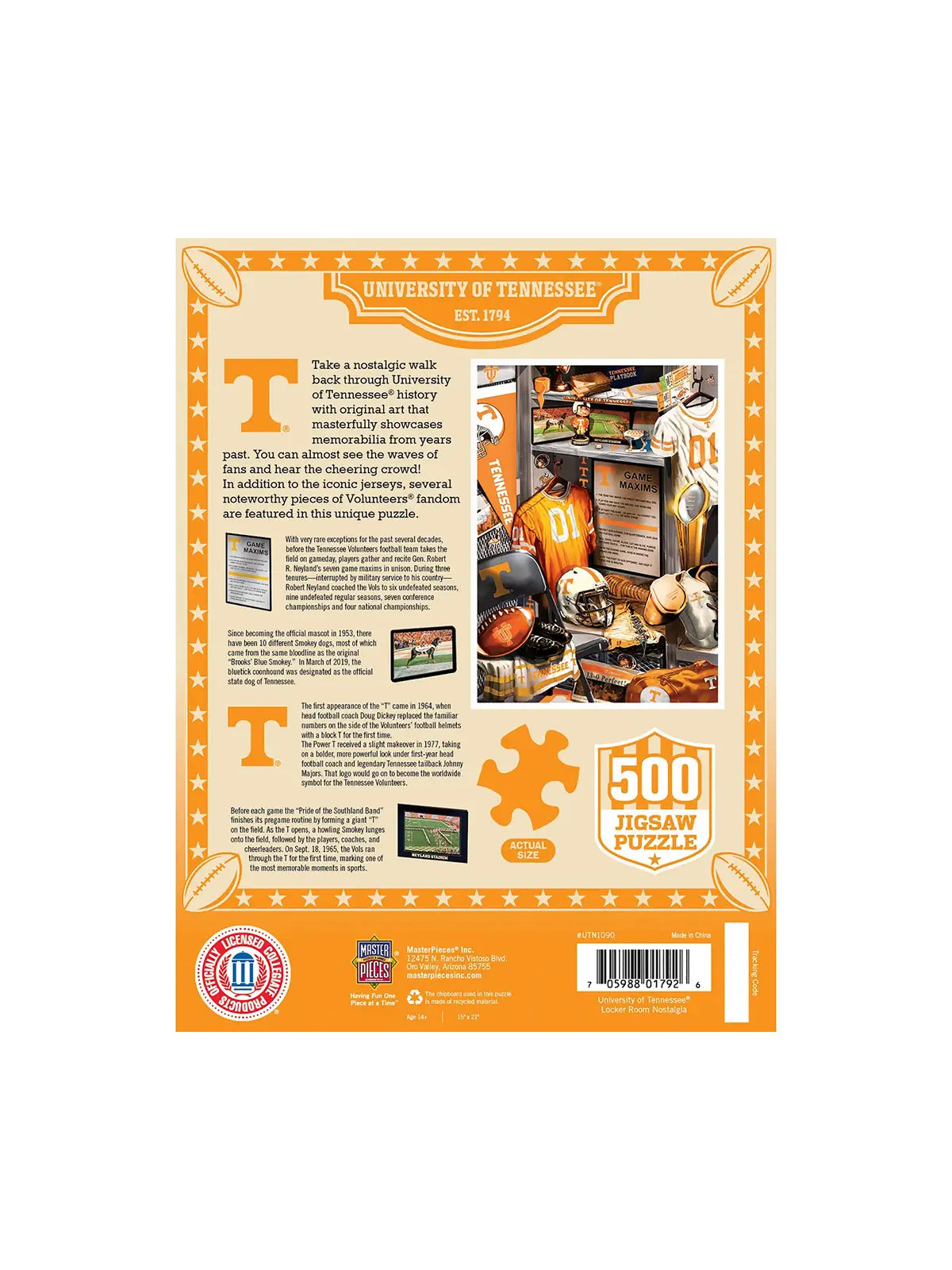 University of Tennessee Volunteers Locker Room 500 Piece Puzzle