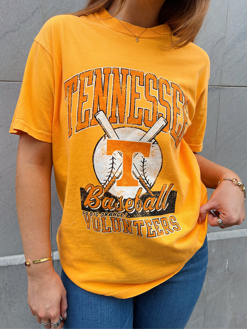 tennessee volunteers orange baseball graphic tee-front detail view