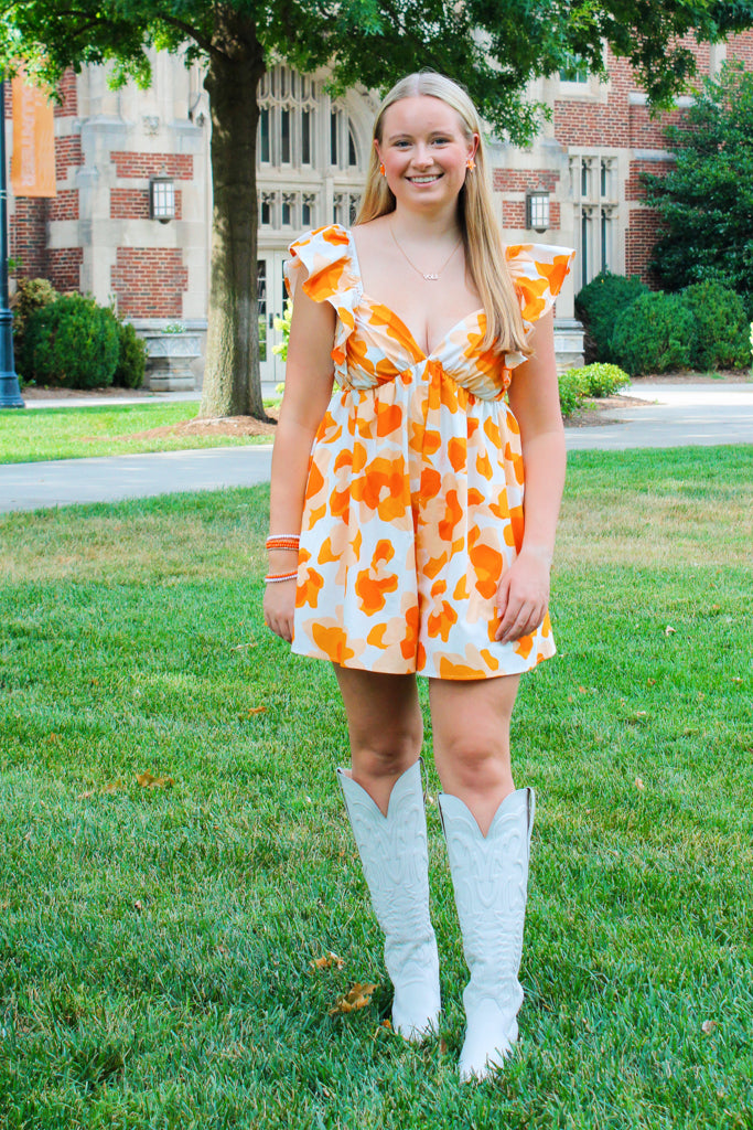 tennessee wild vibes orange romper-front