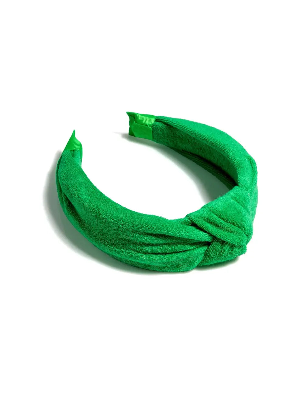 green terry cloth knotted headband