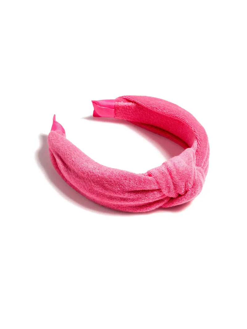 pink terry cloth knotted headband