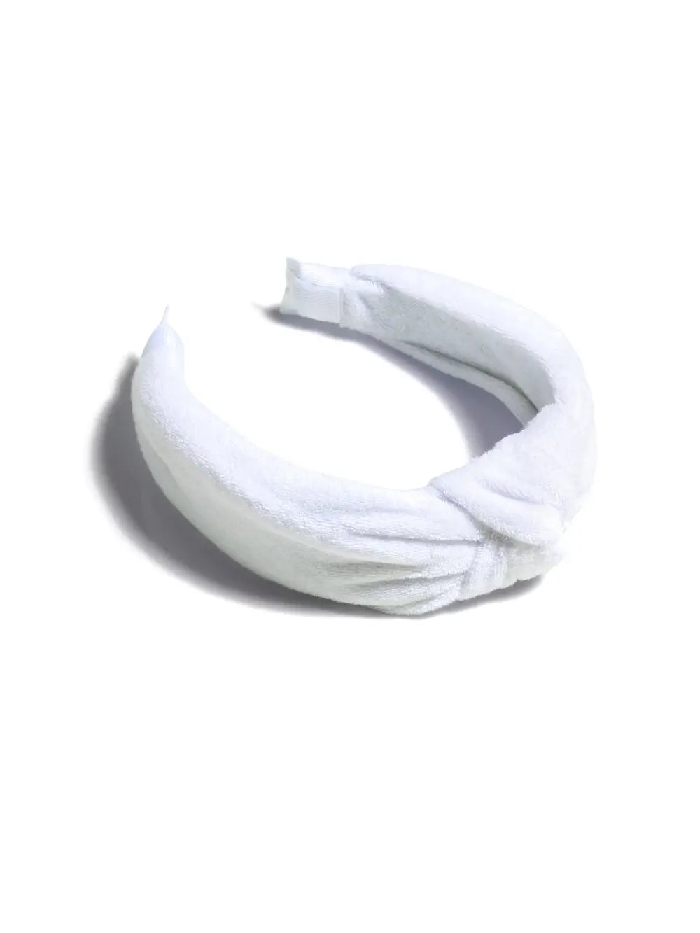 white terry cloth knotted headband