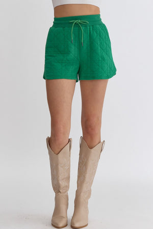 Textured High Waisted Tie Shorts