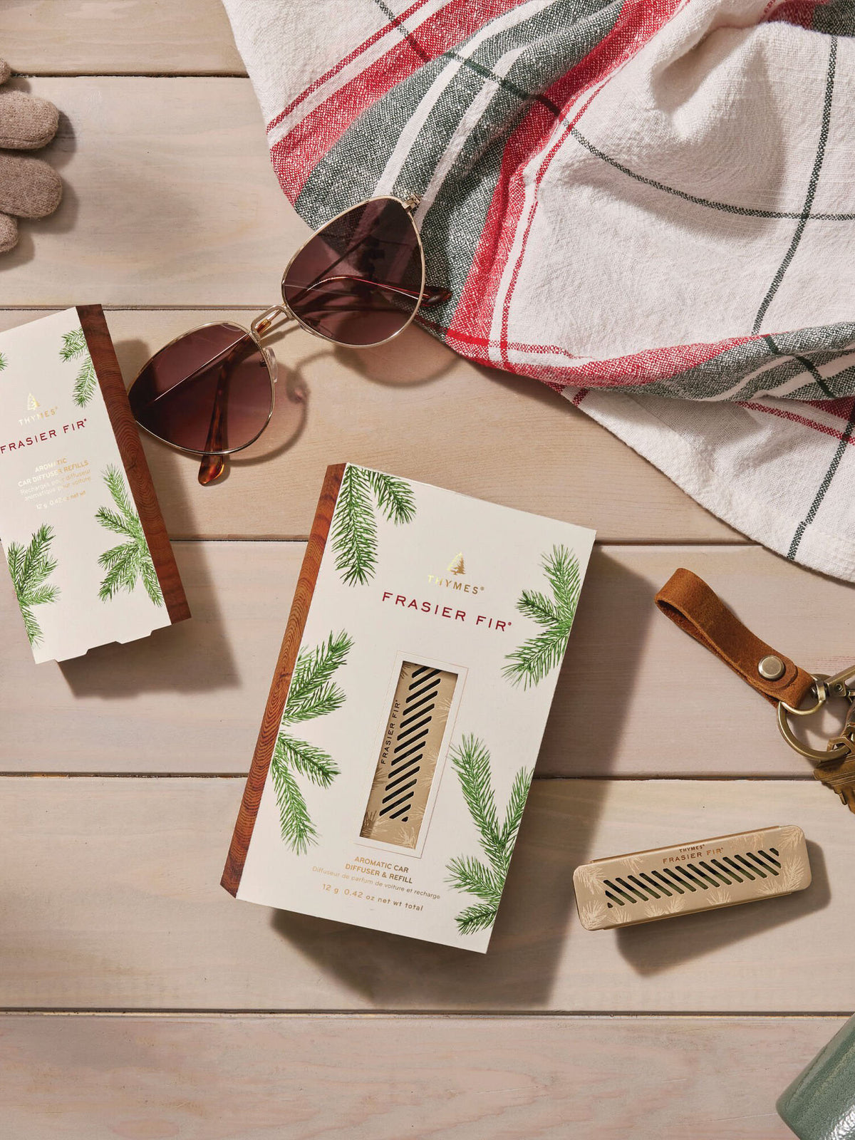 Thymes Frasier Fir Car Diffuser Air Freshener Kit with Reeds