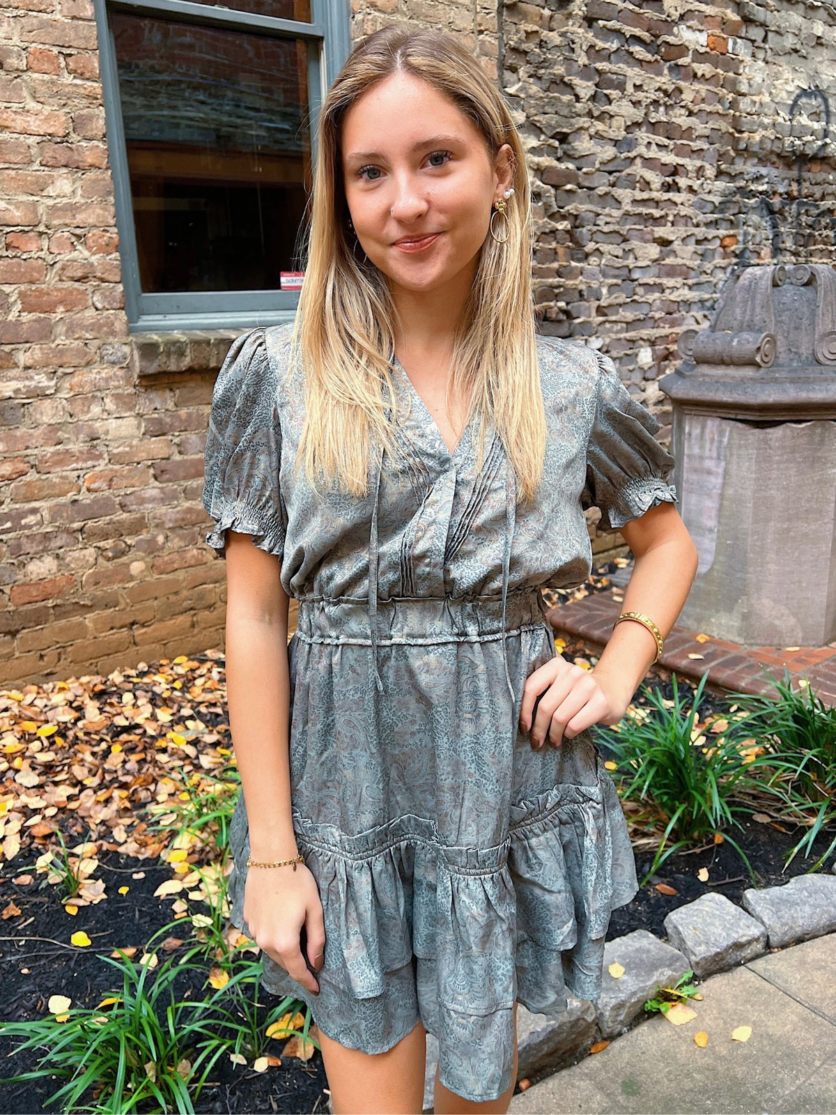 Tiered Skirt Puff Sleeve Dress