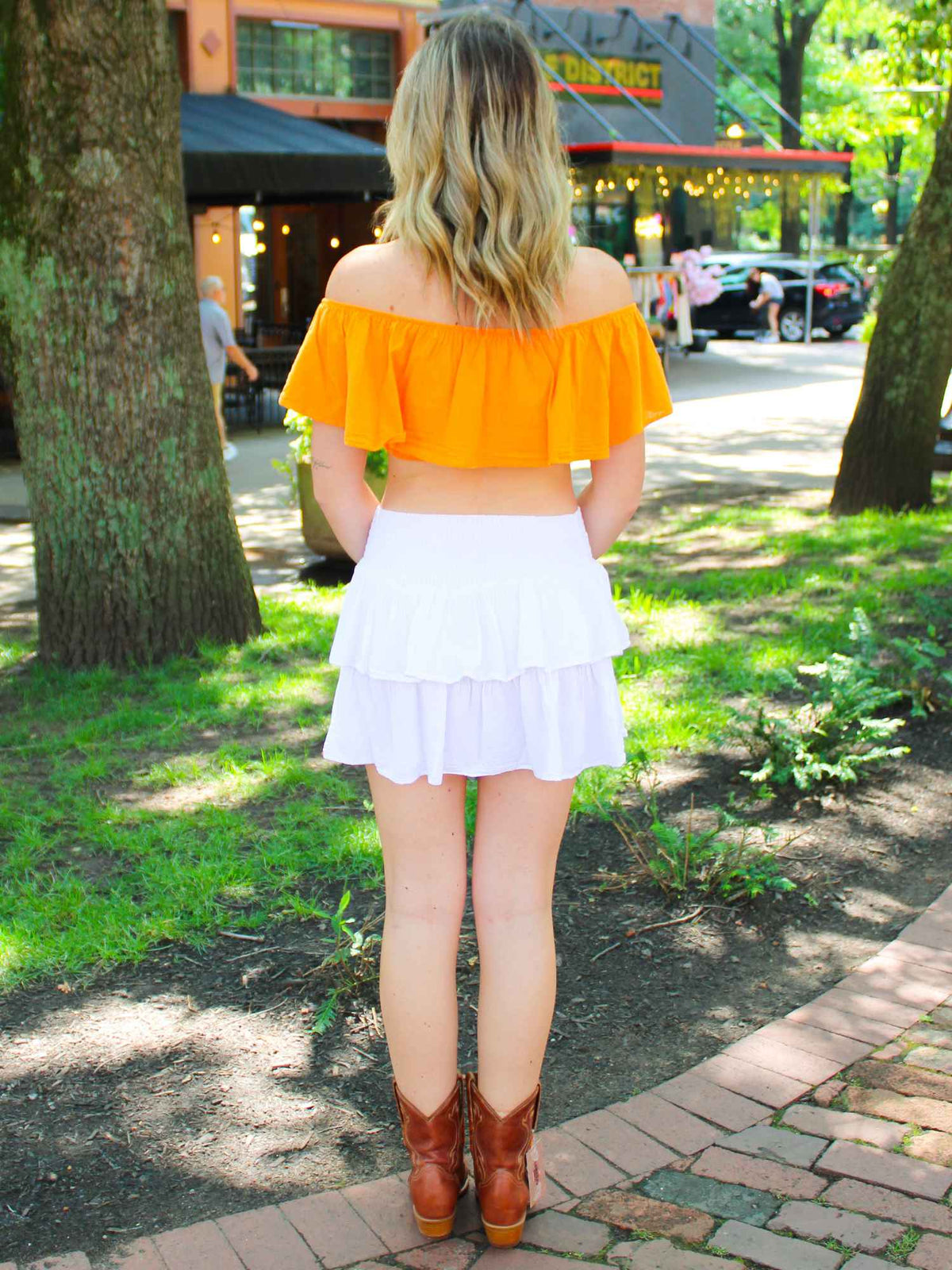 Tiered Smock Ruffle Mini Skirt White