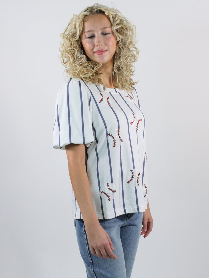 Tina Sequin Baseball Tee side