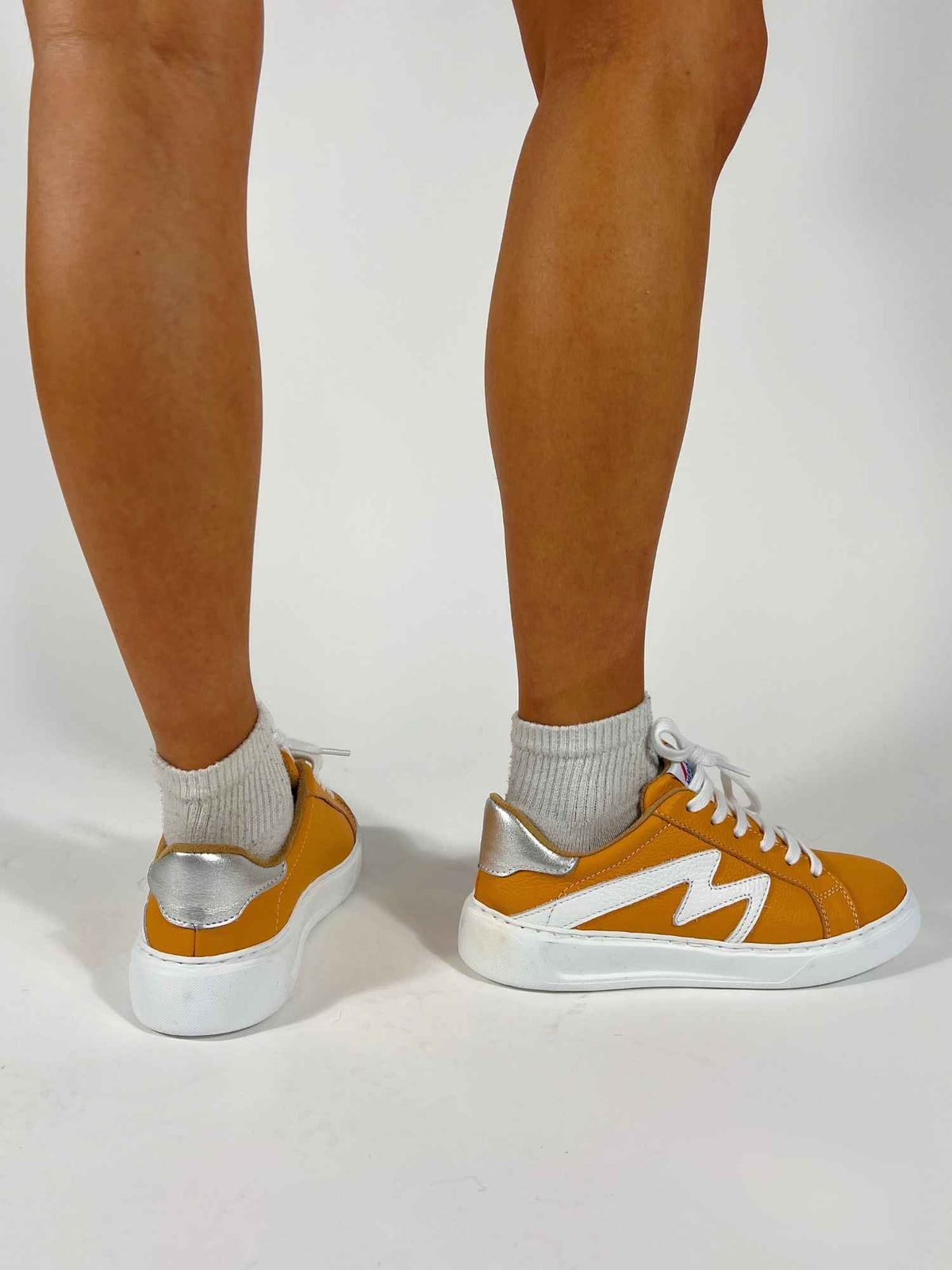 TN 3 Tone Leather Sneaker Orange White Silver