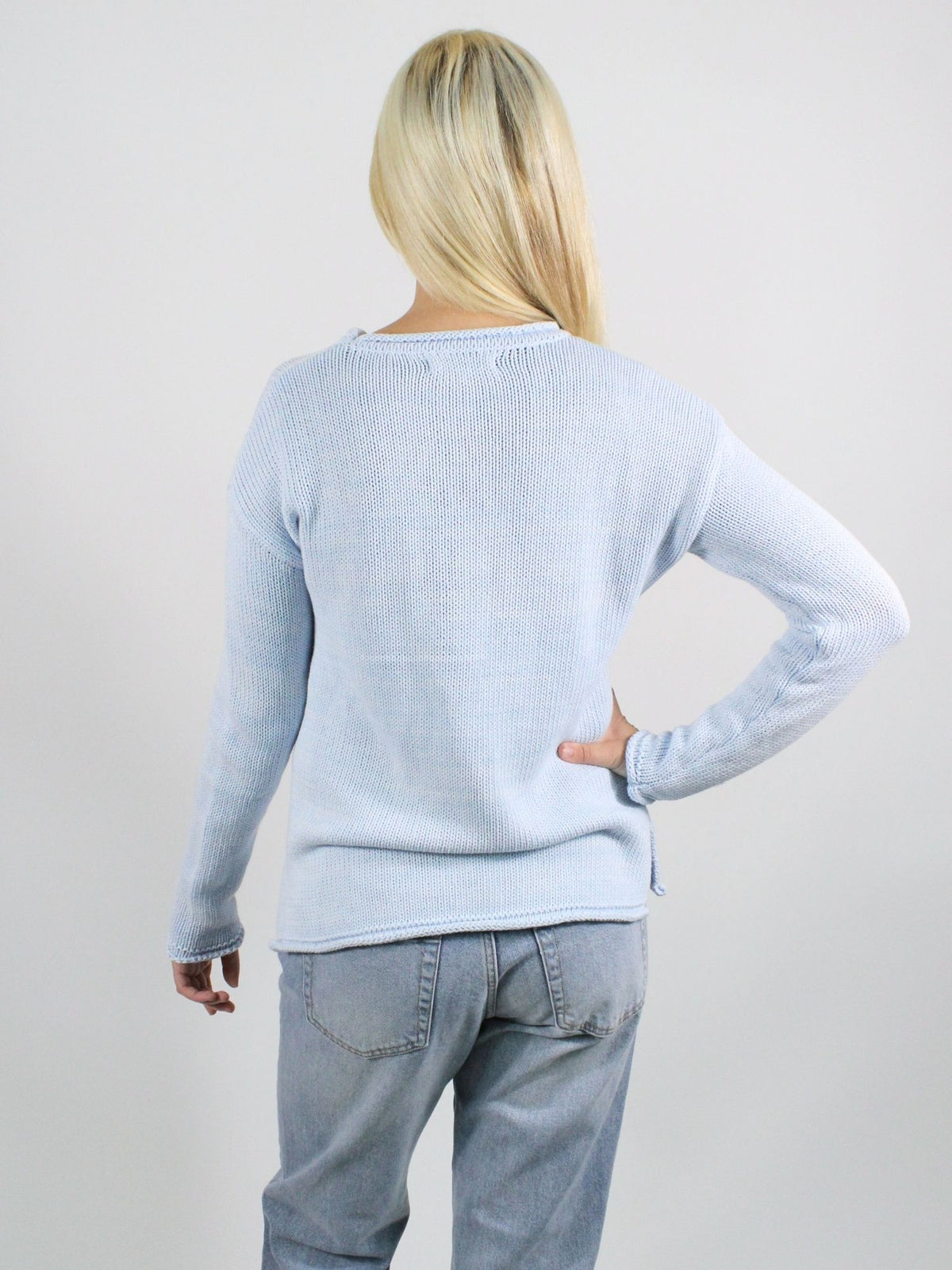 Tn Cotton Poplin Sweater Baby Blue Navy