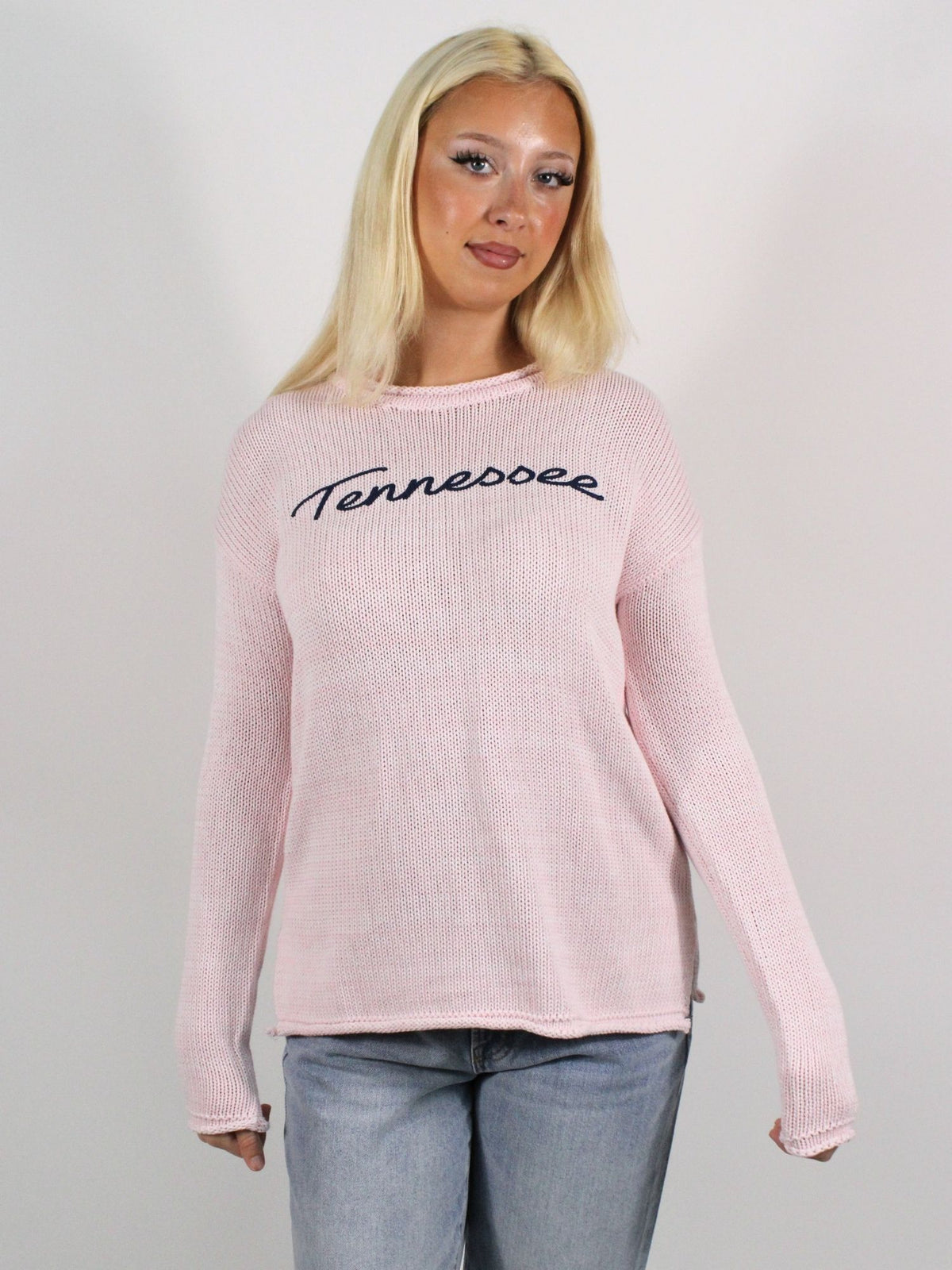 Tn Cotton Poplin Sweater Baby Pink Navy