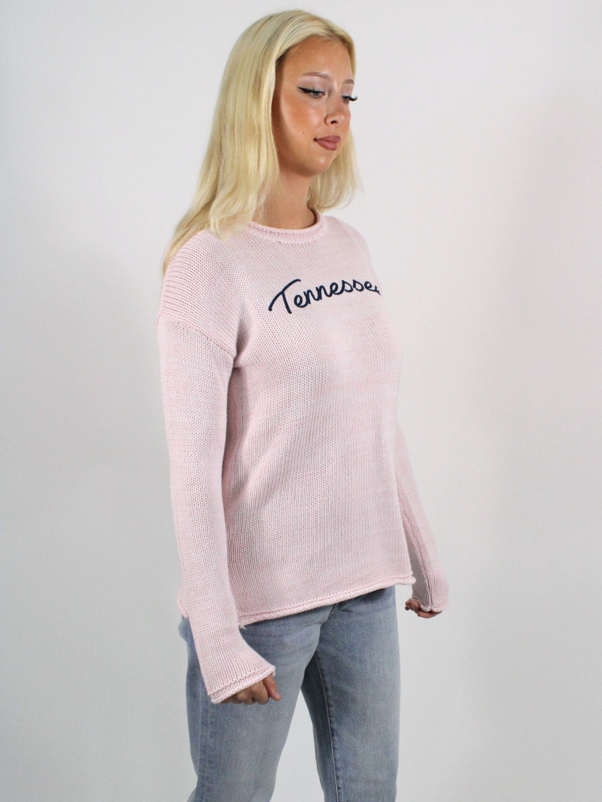 Tn Cotton Poplin Sweater Baby Pink Navy
