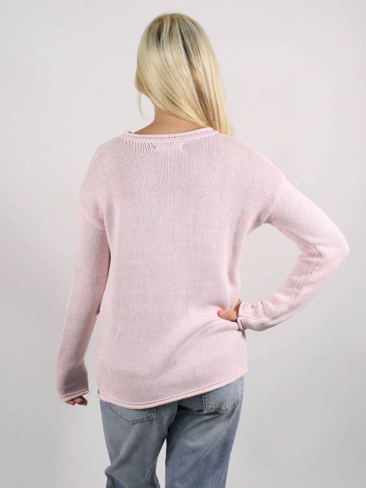 Tn Cotton Poplin Sweater Baby Pink Navy
