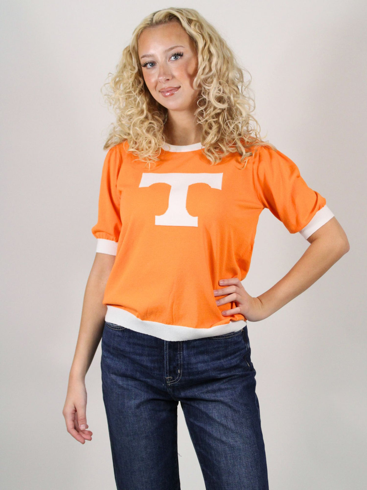 TN Short Sleeve Pintuck Sweater