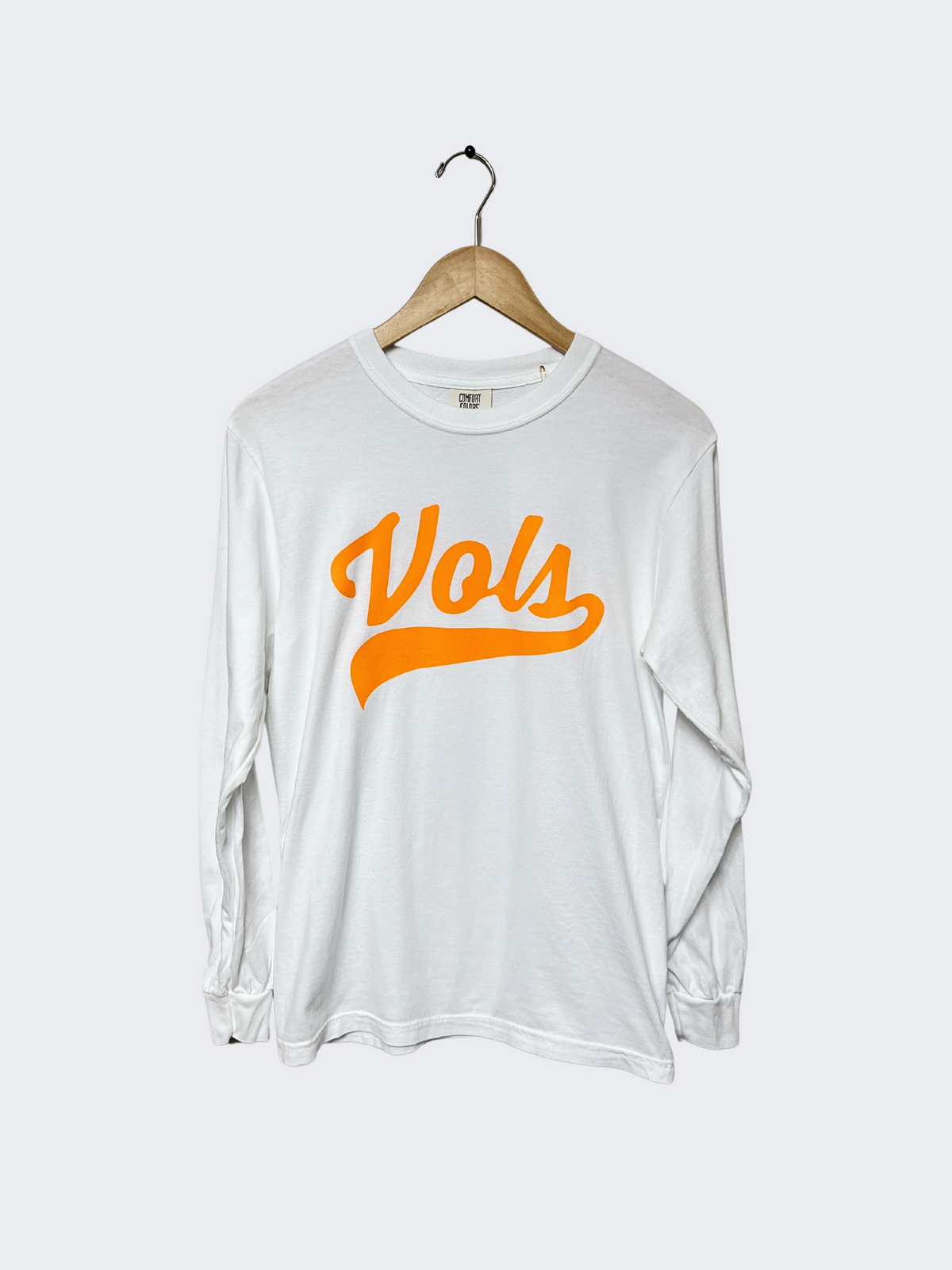 tennessee vols orange script long sleeve gameday tee in white-front view
