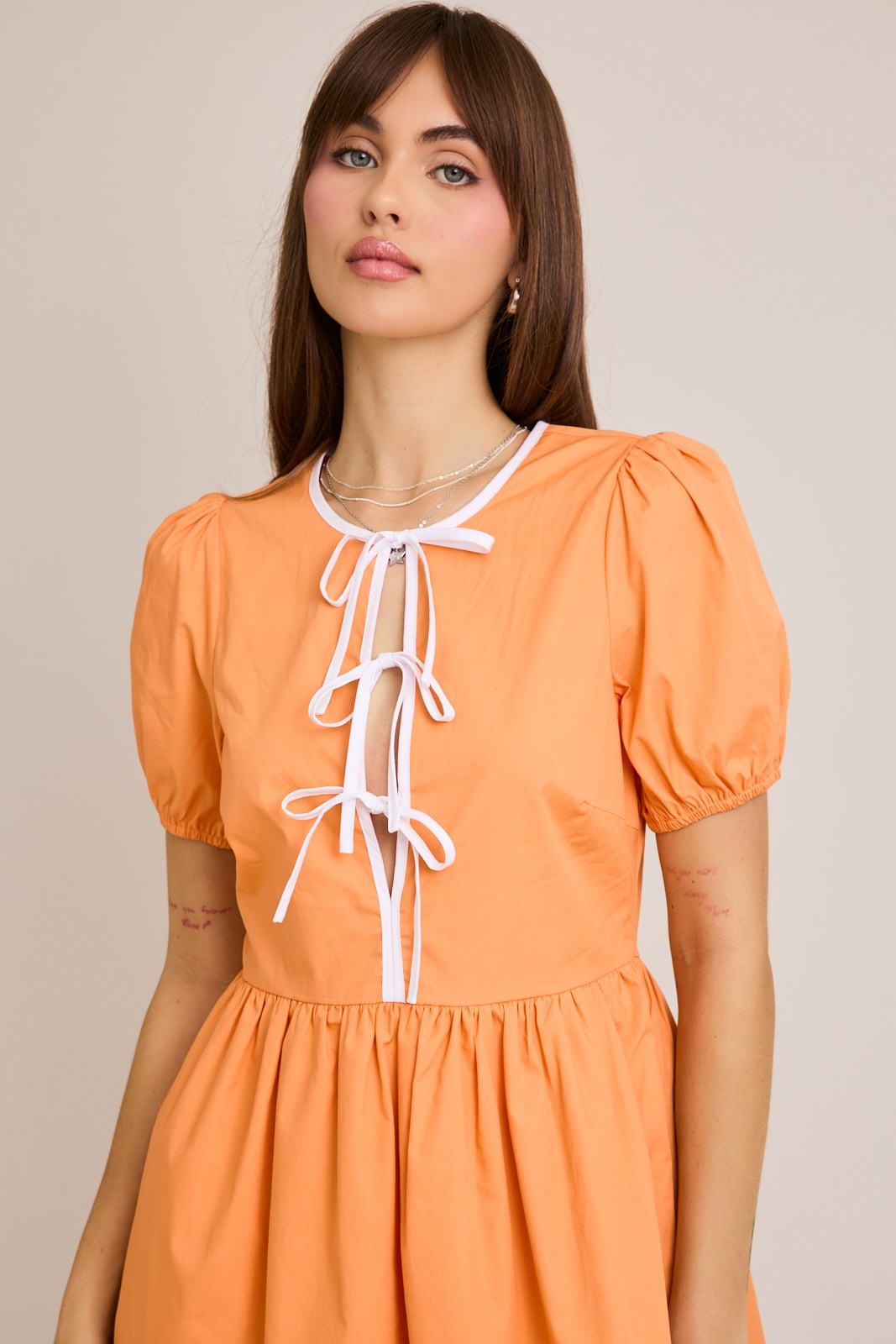 Touchdown Ties Mini Dress ORANGEWHITE / M Touchdown Ties Mini Dress ORANGEWHITE / M