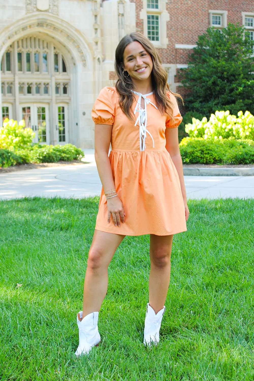 Touchdown Ties Mini Dress ORANGEWHITE / M Touchdown Ties Mini Dress ORANGEWHITE / M