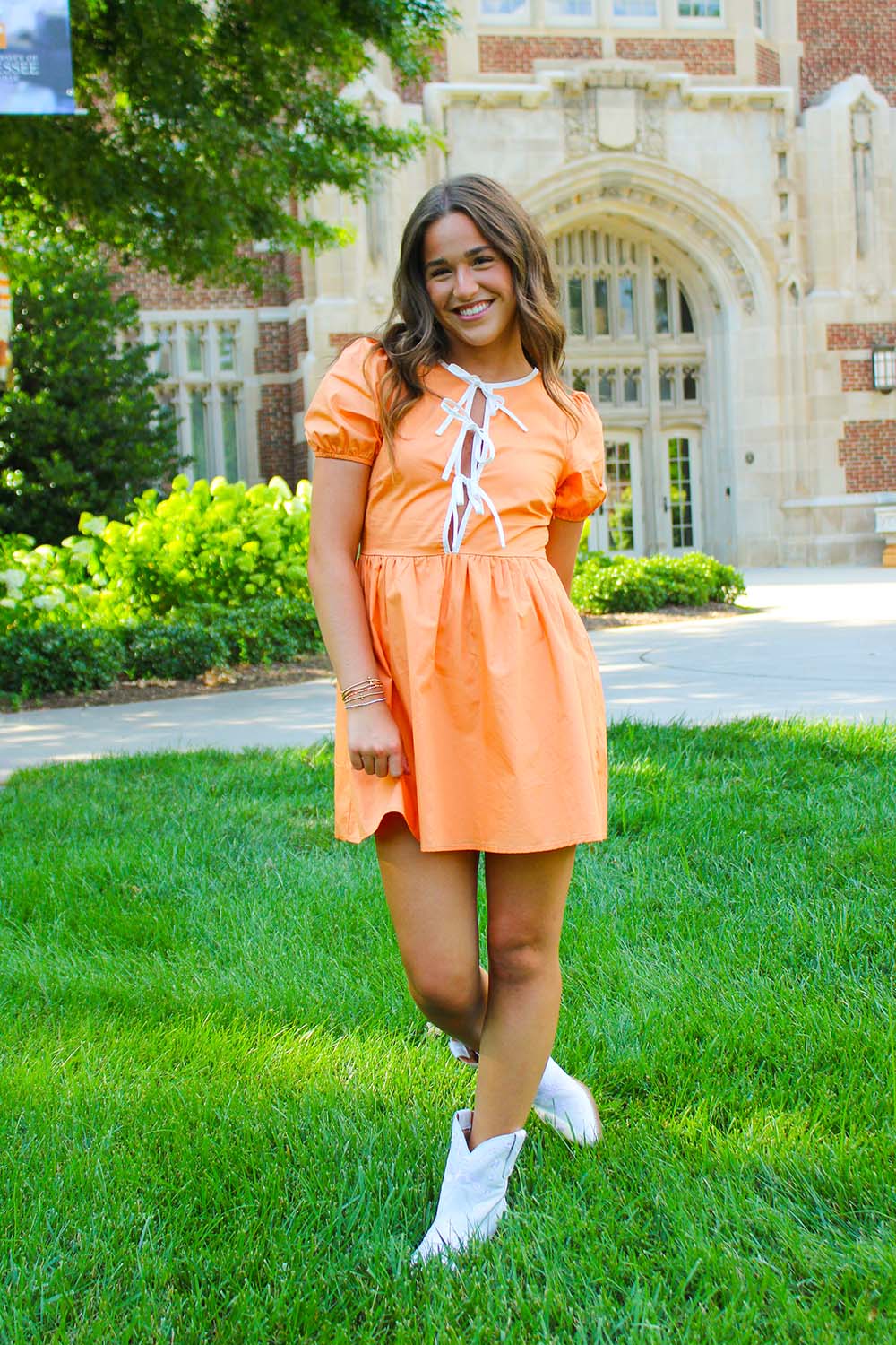 Touchdown Ties Mini Dress ORANGEWHITE / M Touchdown Ties Mini Dress ORANGEWHITE / M