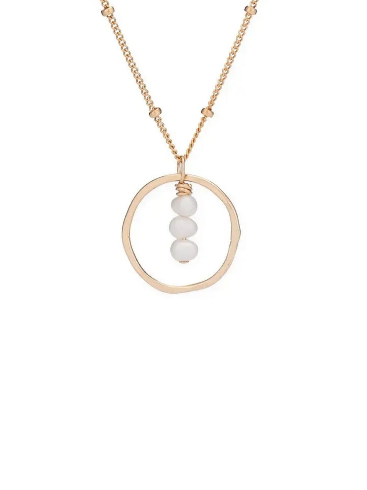 Treble Three Pearls Circle Necklace