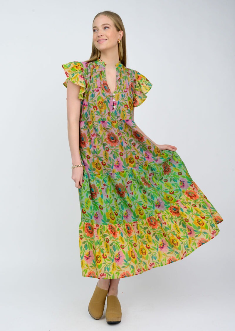 Uncle Frank Triple Print Midi Dress in multi