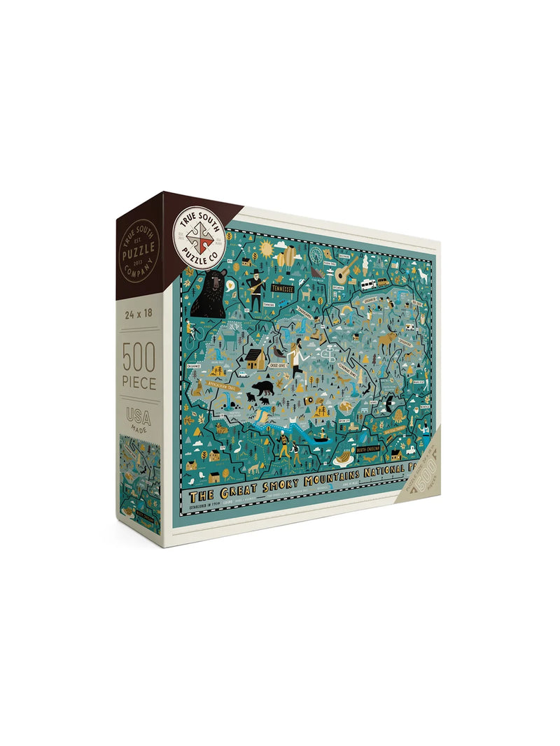 true south puzzle co. great smoky mountains national park map jigsaw puzzle