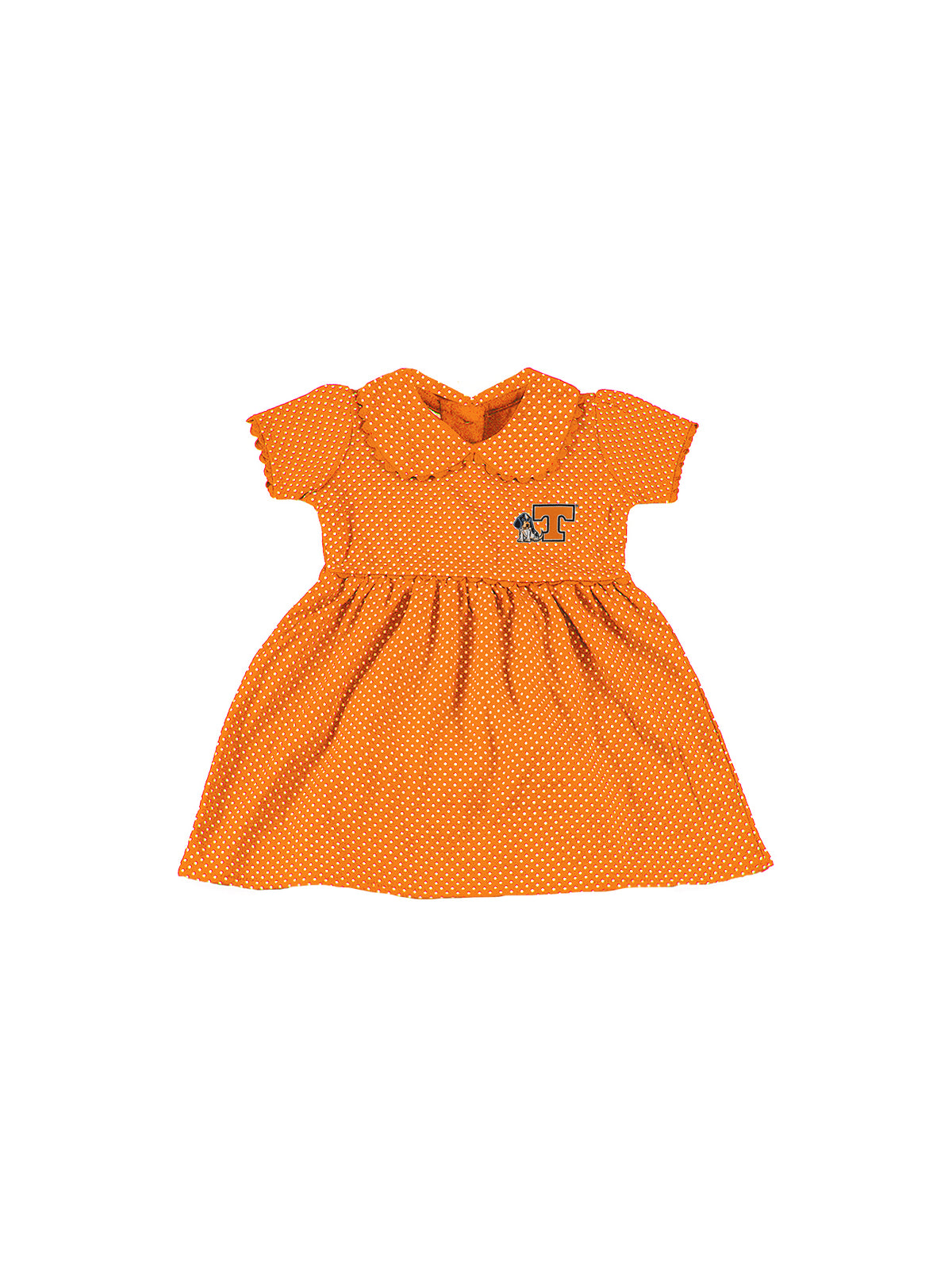Two Feet Ahead Tennessee Smokey Baby & Toddler Pin Dot Orange & White Peter Pan Dress