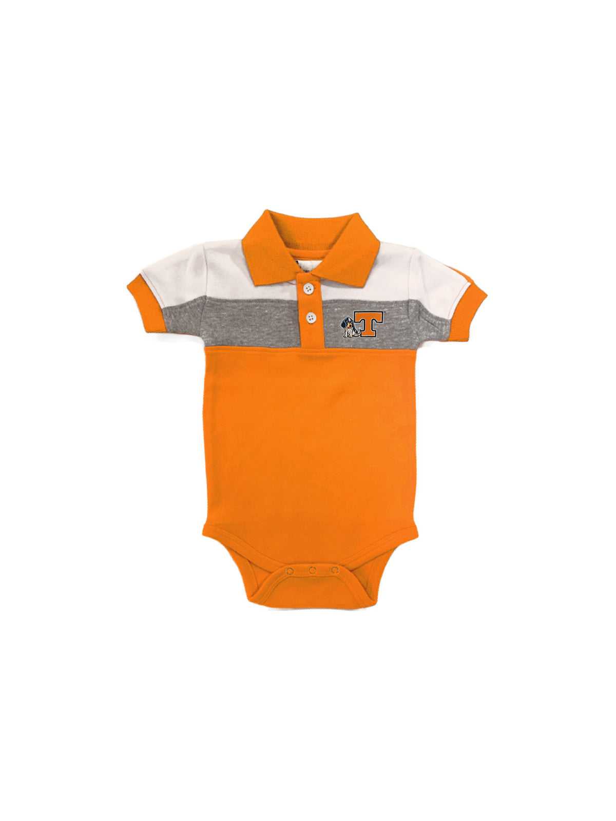 Two Feet Ahead Tennessee Smokey Color Block Orange, White & Grey Polo Creeper