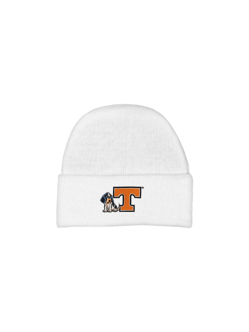 Two Feet Ahead Tennessee Smokey Newborn White Knit Cap