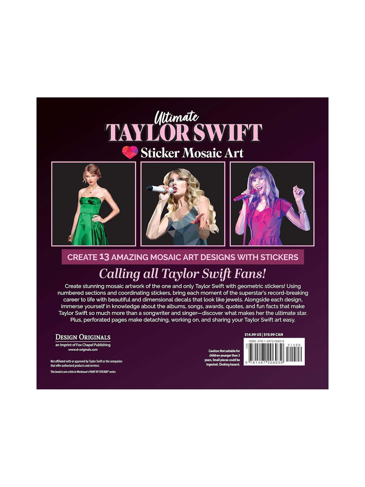 Ultimate Taylor Swift Sticker Mosaic Art: 13 Fearless Mosaic Art Design & Fun Facts. Paint by Sticker.