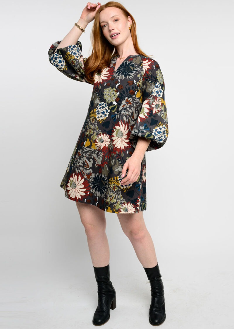 Uncle Frank Autumn Blossoms Dress in black-front