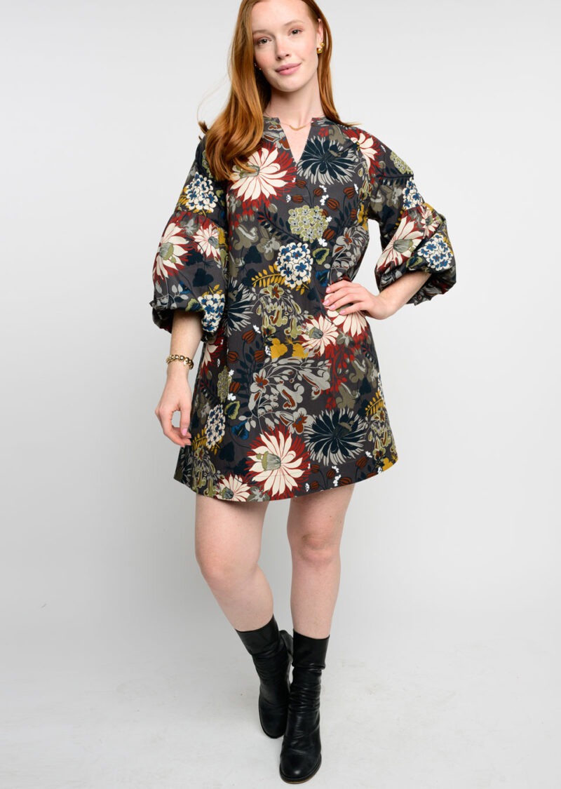 Uncle Frank Autumn Blossoms Dress in black-front