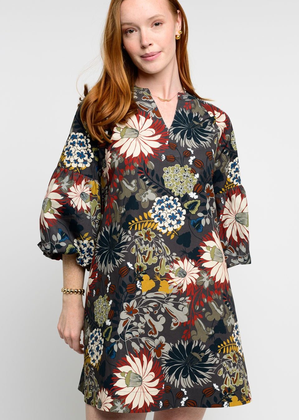 Uncle Frank Autumn Blossoms Dress in black-front