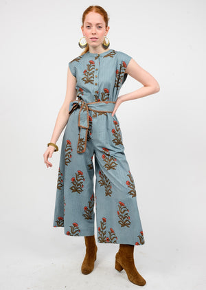 Uncle Frank Block Print Jumpsuit in slate
