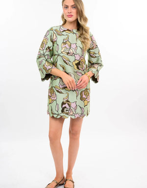 Uncle Frank Brocade Scallop Hem Dress  mint 