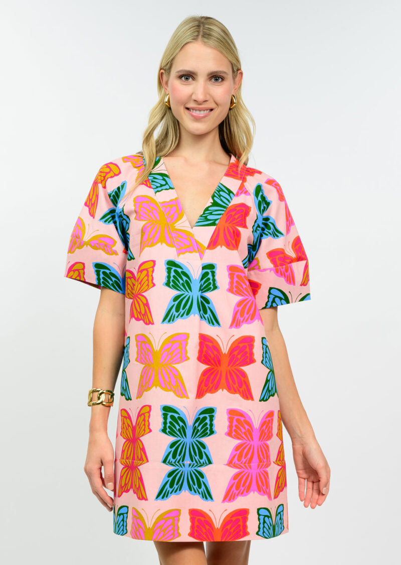 Uncle Frank Butterflies Shift Dress pink 