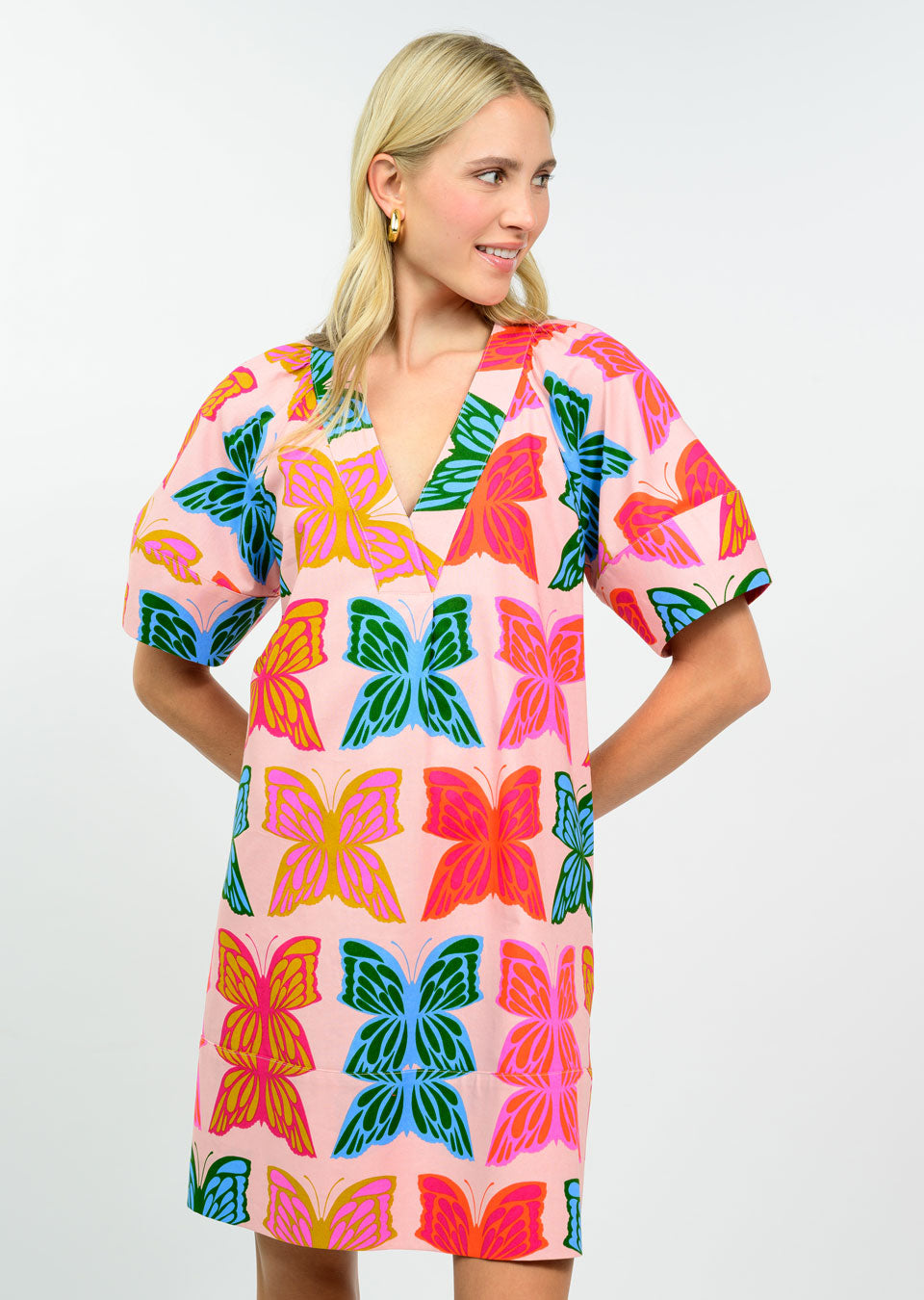 Uncle Frank Butterflies Shift Dress pink 