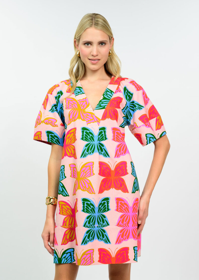 Uncle Frank Butterflies Shift Dress pink 