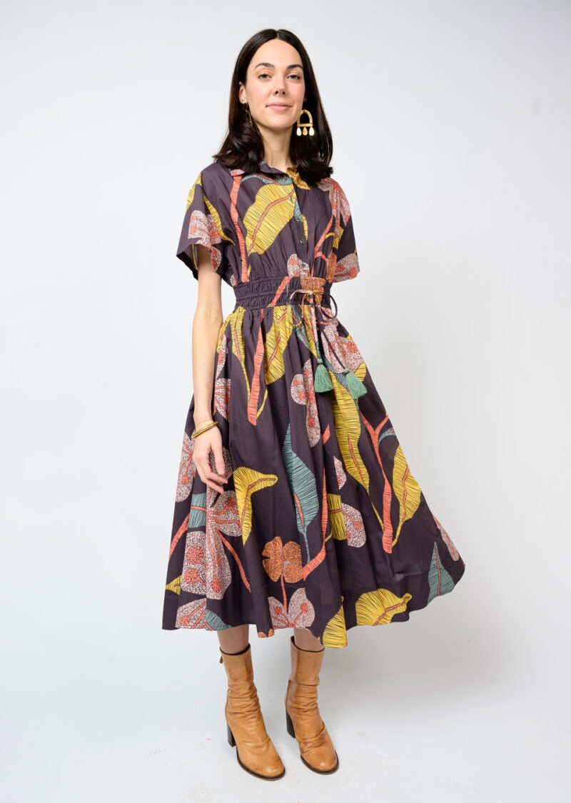Uncle Frank Cinched Waist Shirtdress in grey