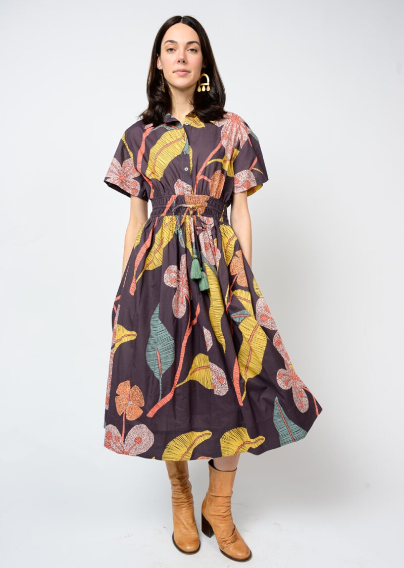 Uncle Frank Cinched Waist Shirtdress in grey