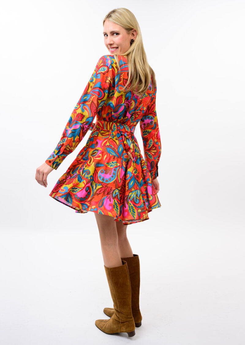 Uncle Frank Flounce Hem Shirt Dress multi 