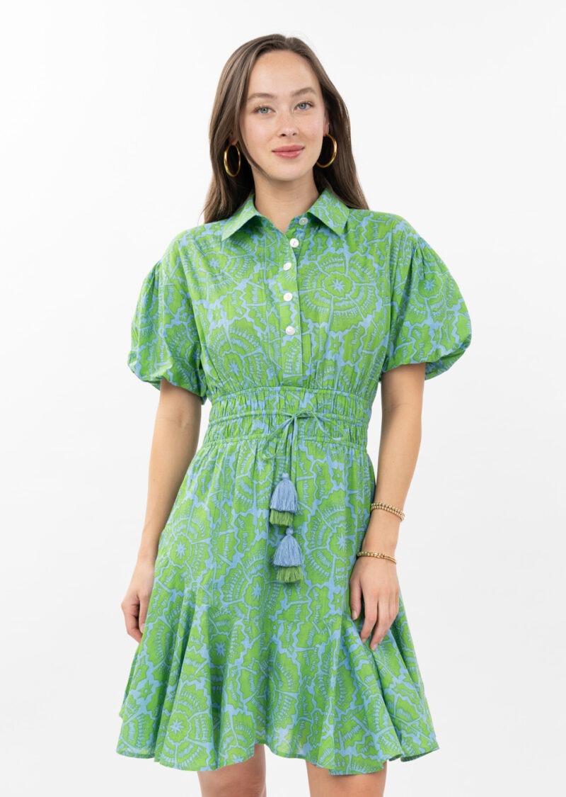 Uncle Frank Flounced Hem Shirt Dress green